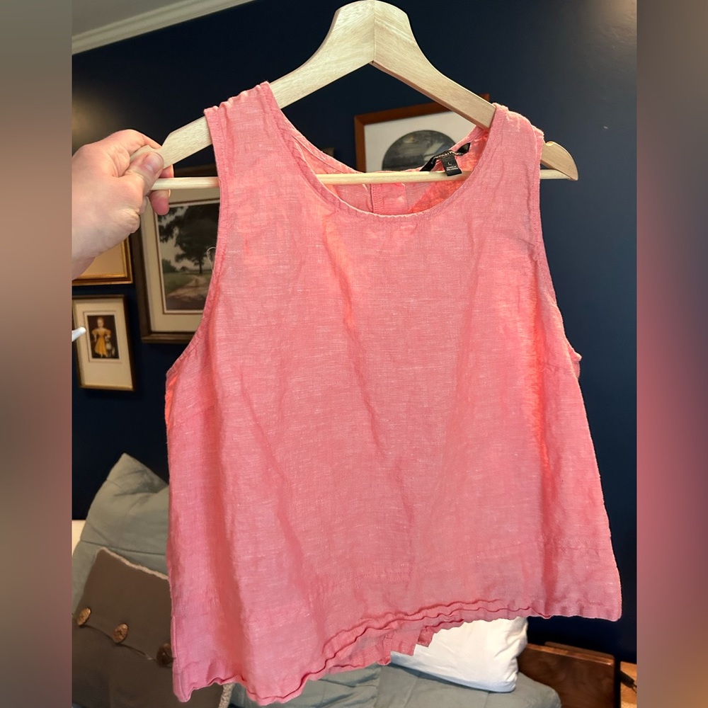 Pink linen tank. Short waisted by Banana Republic